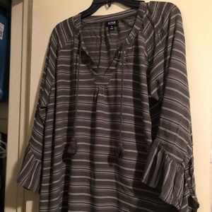 Olive Green And White Stripped Tunic